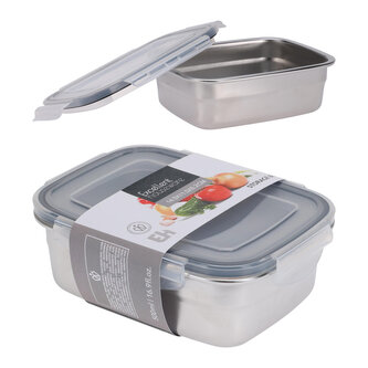 dóza obdél. 0,5l, 14,5x11,5x5,2cm, nerez+PH víčko s klick uz.