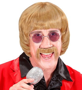 Widmann Pánská krátká blond paruka s knírem a brýlemi