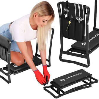 Multifunkční zahradní stolička klekačka SPRINGOS KLETO černá