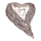 Obal na květiny pietní - proutěný, tvar srdce, šedý