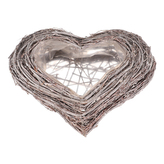 Obal na květiny pietní - proutěný, tvar srdce, šedý