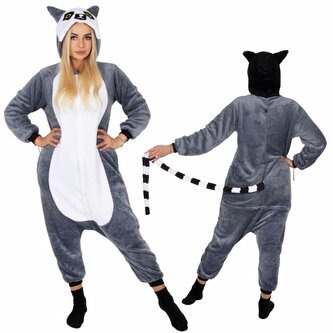 Pyžamo Lemur vel. S SPRINGOS KIGURUMI šedo-bílé Pyžamo Lemur vel. S SPRINGOS KIGURUMI šedo-bílé
