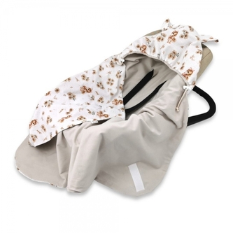 Zavinovací deka s kapucí bavlna, 90x90cm, Kačenky - bílá, béžová