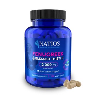 NATIOS Fenugreek & Blessed Thistle Extract, Pískavice & Benedikt počet kapslí 120 kapslí