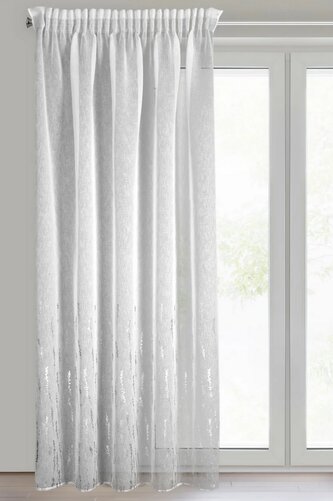Dekorační vzorovaná záclona režného vzhledu s řasící páskou JUDY bílá/stříbrná 140x270 cm (cena za 1 kus) MyBestHome