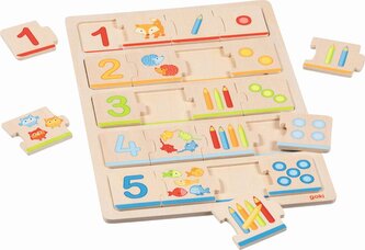 GOKI Dřevěné vkládací puzzle Nauč se počítat 20 dílků