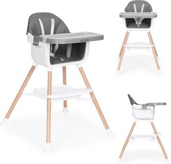 ECOTOYS Jídelní židlička 2v1 Šedá