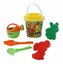 Polesie 5112 Zestaw do piasku Nr338 wiaderko z nalepką, sito Słonko, łopatka Nr5, grabki Nr5, foremki (wiewiórka + piesek), konewka mała Nr4