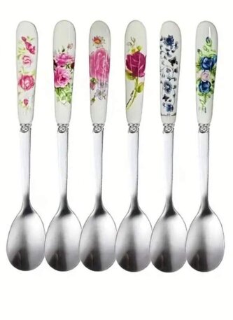 Sada 6 dlouhých lžiček na dezerty, kávu Flower BRANDANI