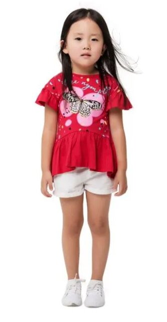 Dívčí tričko TREE NYMPH MOTÝL s volánem krátký rukáv malinové, růžová, velikost: 110