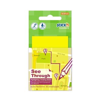 Notes samoprzylepny 51x76mm przezroczysty 50K żółt