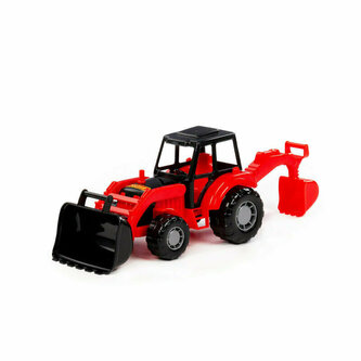 Polesie 24439 Majster traktor-koparka czerwono-czarny w siatce