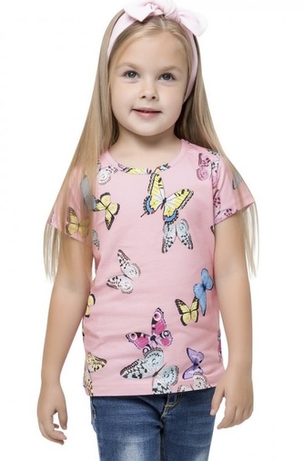 Dívčí tričko BUTTERFLY - MOTÝLCI krátký rukáv růžové, velikost: 122