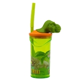 3D lahev na pití DINOSAURUS s brčkem zelená