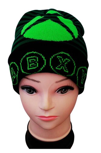 Chlapecká čepice XBOX zimní s proužky černozelená, velikost: 54