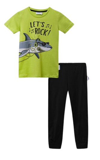 Chlapecké pyžamo OCEÁN - ŽRALOK zelenočerné, velikost: 122