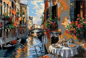 Malowanie po numerach Śniadanie w Wenecji 50x40cm 2001333