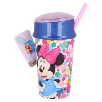 Kelímek na pití MINNIE svačinka s brčkem 400ml