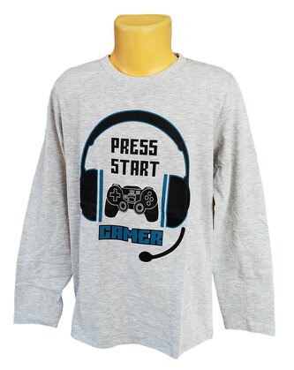 Chlapecké tričko PLAYSTATION dlouhý rukáv šedé, velikost: 134