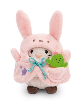 NICI plyš MyMochi Kočička Angy 8cm v kostýmu zajíčka a kaktusem,set dárkové balení 8,5x6,5x10cm