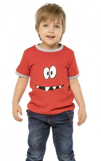 Chlapecké tričko BOO - SUPERPOWER oči a zuby krátký rukáv červené, velikost: 98