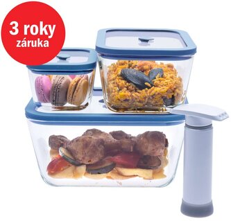 STATUS Viva 4dílný set skleněných vakuových dóz 131202, modrá