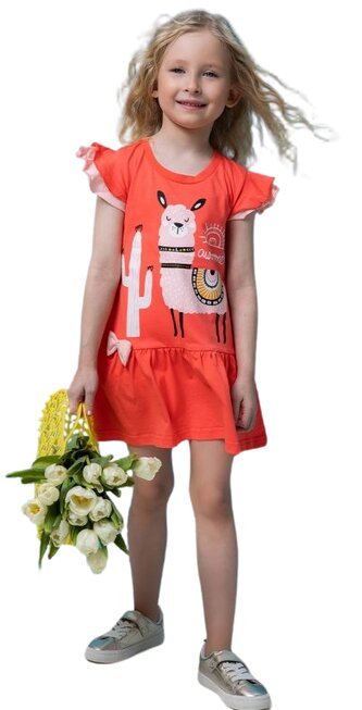 Dívčí šaty AWESOME LAMA korálové, růžová, velikost: 98