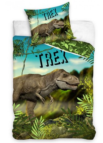 Povlečení bavlna T-REX jungle zelená 140x200 70x90