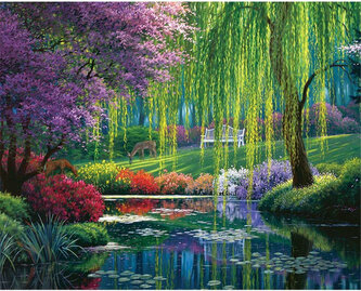 Malowanie po numerach Park z wierzbą nad stawem 40x50cm 1007676