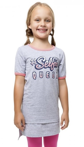 Dívčí tunika QUEEN krátký rukáv šedá, velikost: 128