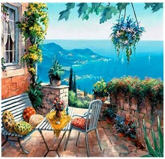 Malowanie po numerach Dom, patio nad morzem 50x40cm 1008516
