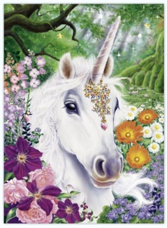 Malowanie po numerach Jednorożec, kwiaty 50x40cm 1008494