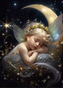 Diamentowa mozaika Dziecko wróżka śpiąca na sierpie księżyca 30x40cm 1006379