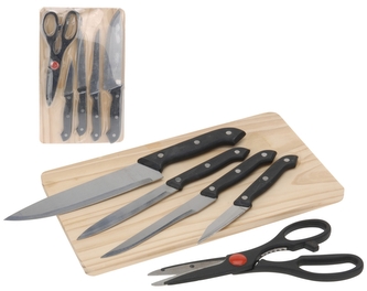 KOOPMAN, 32865 Sada Excellent 4 ks nožů, nůžky na drůbež a prkénko