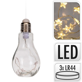 KOOPMAN, 59575 Svítící dekorace žárovka 5 x LED, 7 x 7 x 14 cm, telá žlutá, na baterie