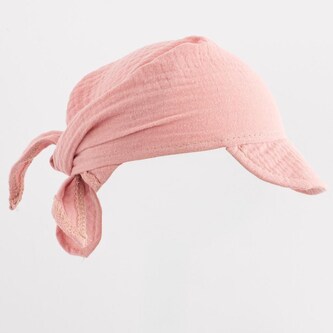 Dětský letní mušelínový šátek s kšiltem New Baby pink - velikost 80/86