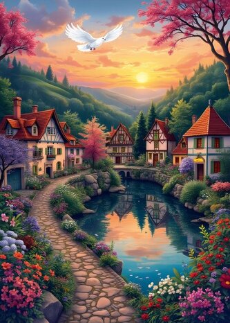 ALIPSON Puzzle Vesnice u vody 500 dílků