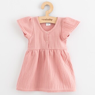Kojenecké mušelínové šaty New Baby pink - velikost 86 (12-18m)