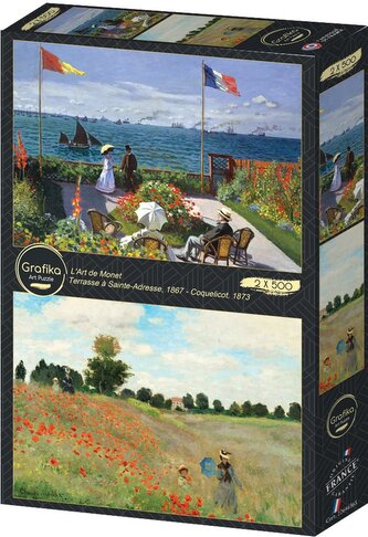 GRAFIKA Puzzle Zahrada v Sainte Adresse a Pole vlčích máků 2x500 dílků