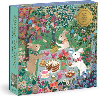 GALISON Čtvercové puzzle Jarní čajový dýchánek 500 dílků