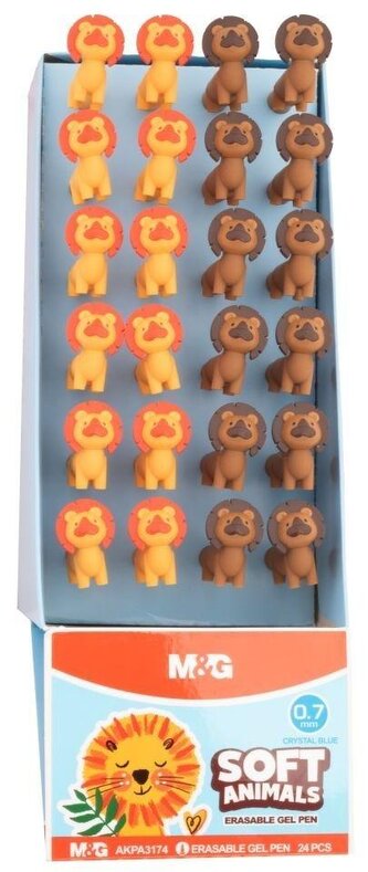 Długopis wymazywalny soft animals nieb (24szt) M&G;