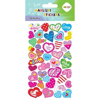 Naklejki 3D Puffy Hearts 10x20cm HAPPY COLOR