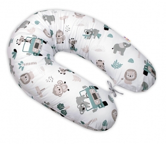 Baby Nellys Bavlněný kojící polštář 170 cm, Baby Safari, bílá s potiskem