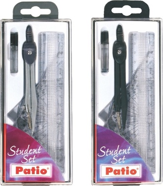 Zestaw geometryczny duży z cyrklem + rysiki w pudełku, Patio