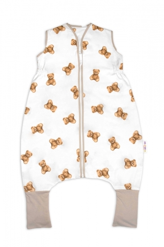 Letní spací vak se zahrnovacími nohavičkami, bavlna, Míša - bílý s potiskem, M