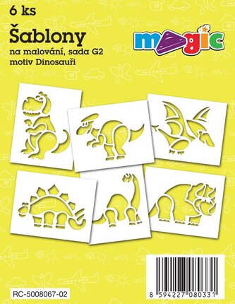 Papírové šablony MAGIC, 11x14cm, 6ks, sada G2 - DINOSAUŘI
