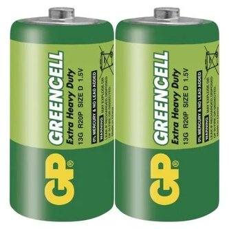 Baterie GP Greencell R20 (D, velké mono)