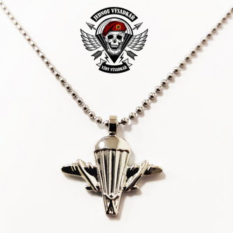 Ocelový náhrdelník s přívěškem Výsadkářský padáček - stříbrný