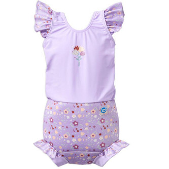 Splash About Plavky Happy Nappy kostýmek - Lilac Spring Frills s volánky Vel. XL