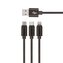 Kabel Setty 3v1 USB/microUSB, Lightning, USB-C 1m 2A černý
